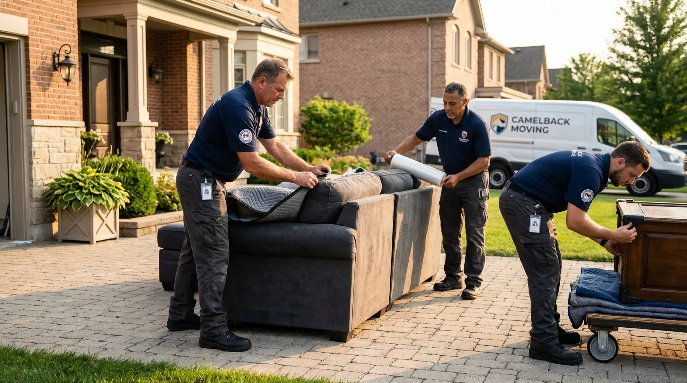Large estate moving crew wrapping furniture in Harrisburg, IL
