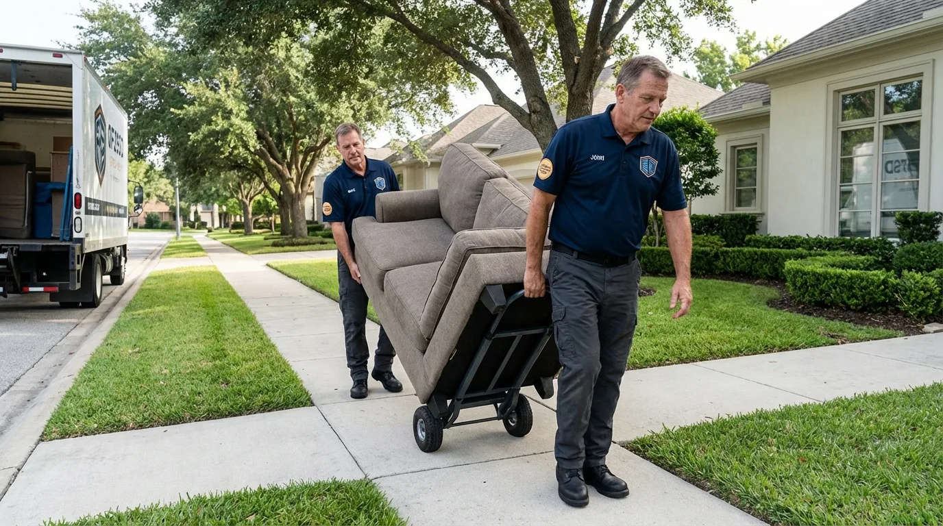 Local residential moving crew loading furniture in Harrisburg, IL